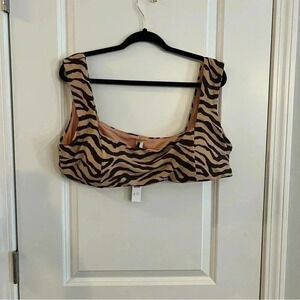 J crew bikini top 3X square neck bikini top zebra stripe